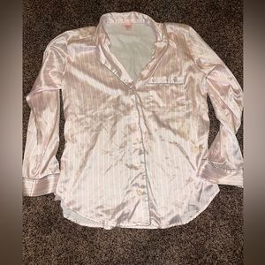 Victorias Secret Pajama Top Long Sleeve Medium Striped
